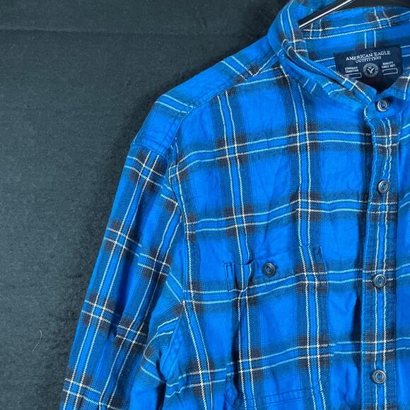 American Eagle Mens Shirt Multicolored Button Down Plaid Flannel 100% Cotton L - Picture 4 of 12